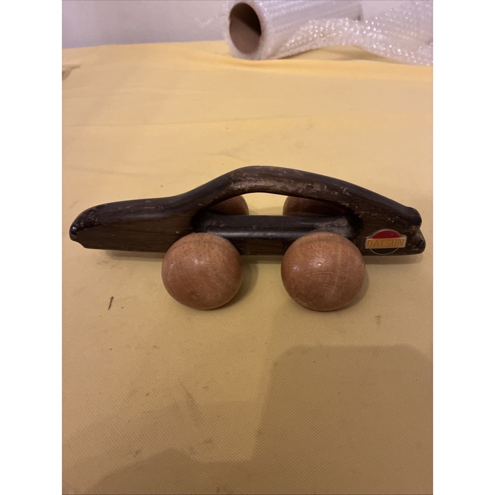 Vintage Datsun Wooden Body Massager 4-Roller Dealer Promo Auto Gift